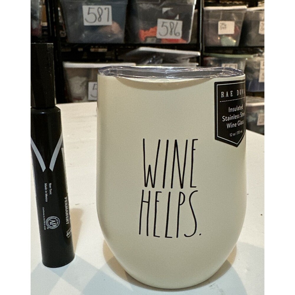 NEW WINE HELPS  Rae Dunn Stainless Steel Tumbler Mug Stemless Lid
